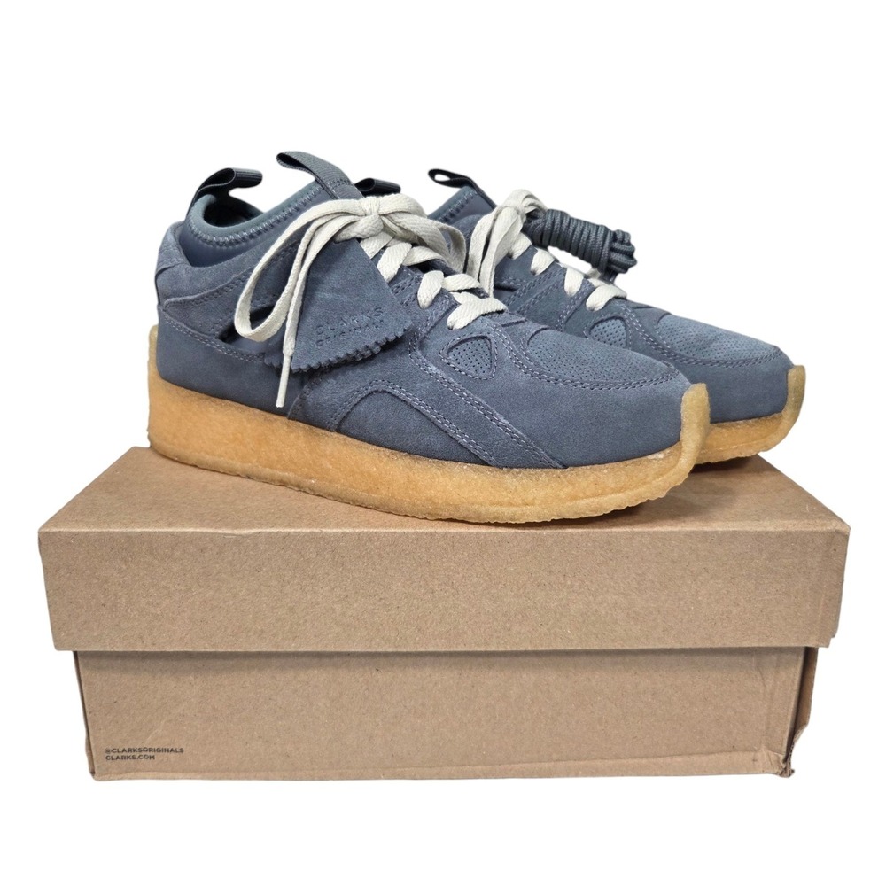 Clarks Breacon Sneakers Mens 5 Blue Grey Suede Crepe Sole 26166763 Low Top Shoes